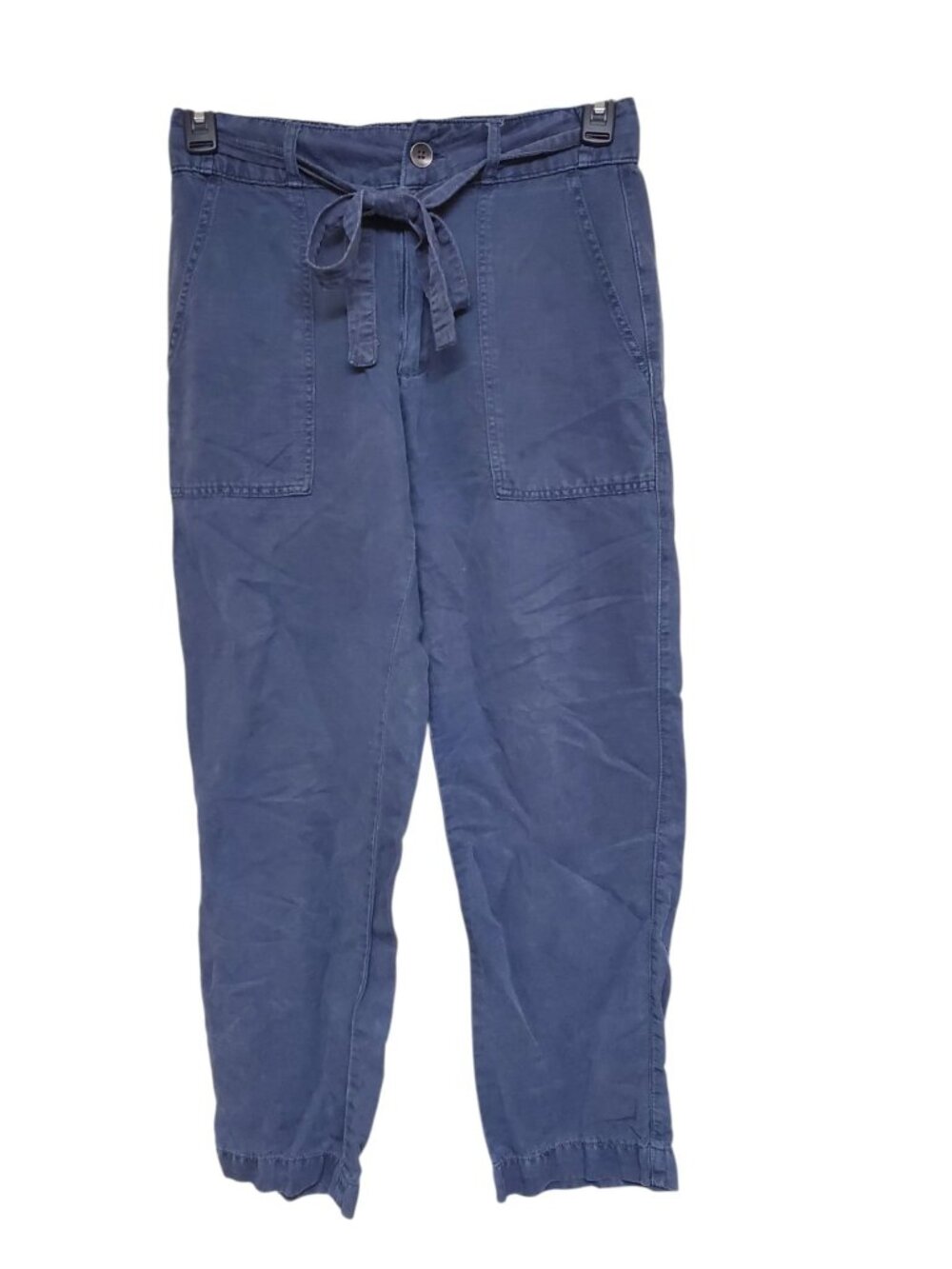 Cynthia Rowley Women's Dusty Blue Linen Blend Tie Waist Casual Taper Leg Pant 6